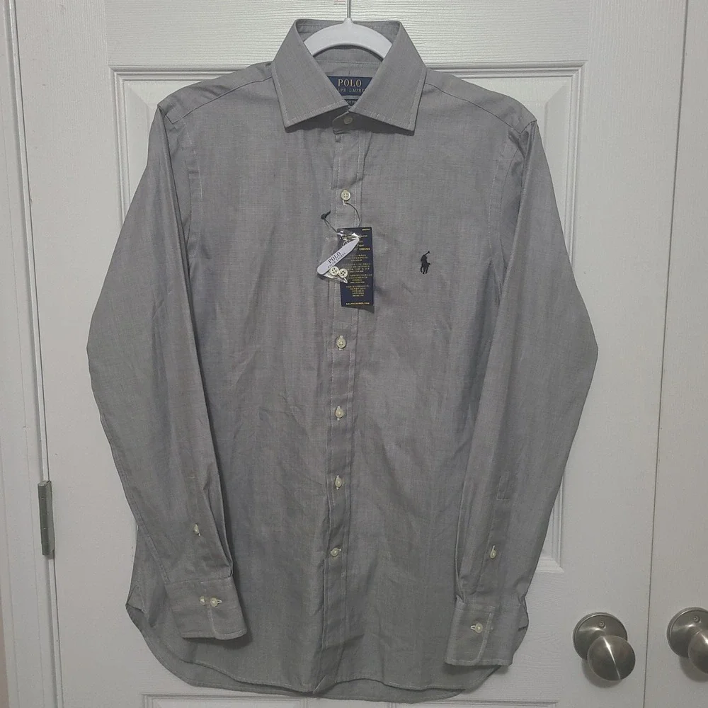 Polo Ralph Lauren Button Down Shirt Mens S Gray Classic Fit Cotton Long Sleeve